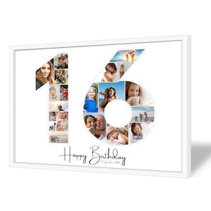 Collage per il 16º Compleanno | A4, A3, A2 | Personalizzato | 20 Foto | Regalo Fotografico | Regalo dell'Ultimo Minuto da Stampare | PDF