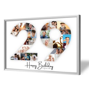 Collage pour 29e Anniversaire | A4, A3, A2 | Personnalisé | 20 Photos | Cadeau Photo | Cadeau de Dernière Minute à Imprimer | PDF