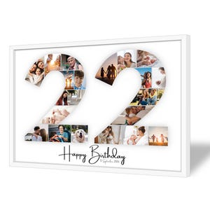 Collage pour 22e Anniversaire | A4, A3, A2 | Personnalisé | 20 Photos | Cadeau Photo | Cadeau de Dernière Minute à Imprimer | PDF