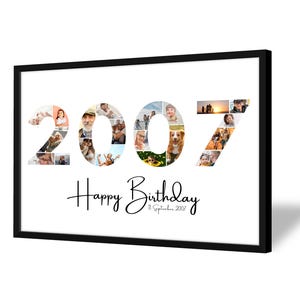 18th Birthday Photo Collage | 2007 | 18th Birthday Gift | 20 Pictures | Photo Gift | Birthday Number 18 Printable | Editable 18th Birthday