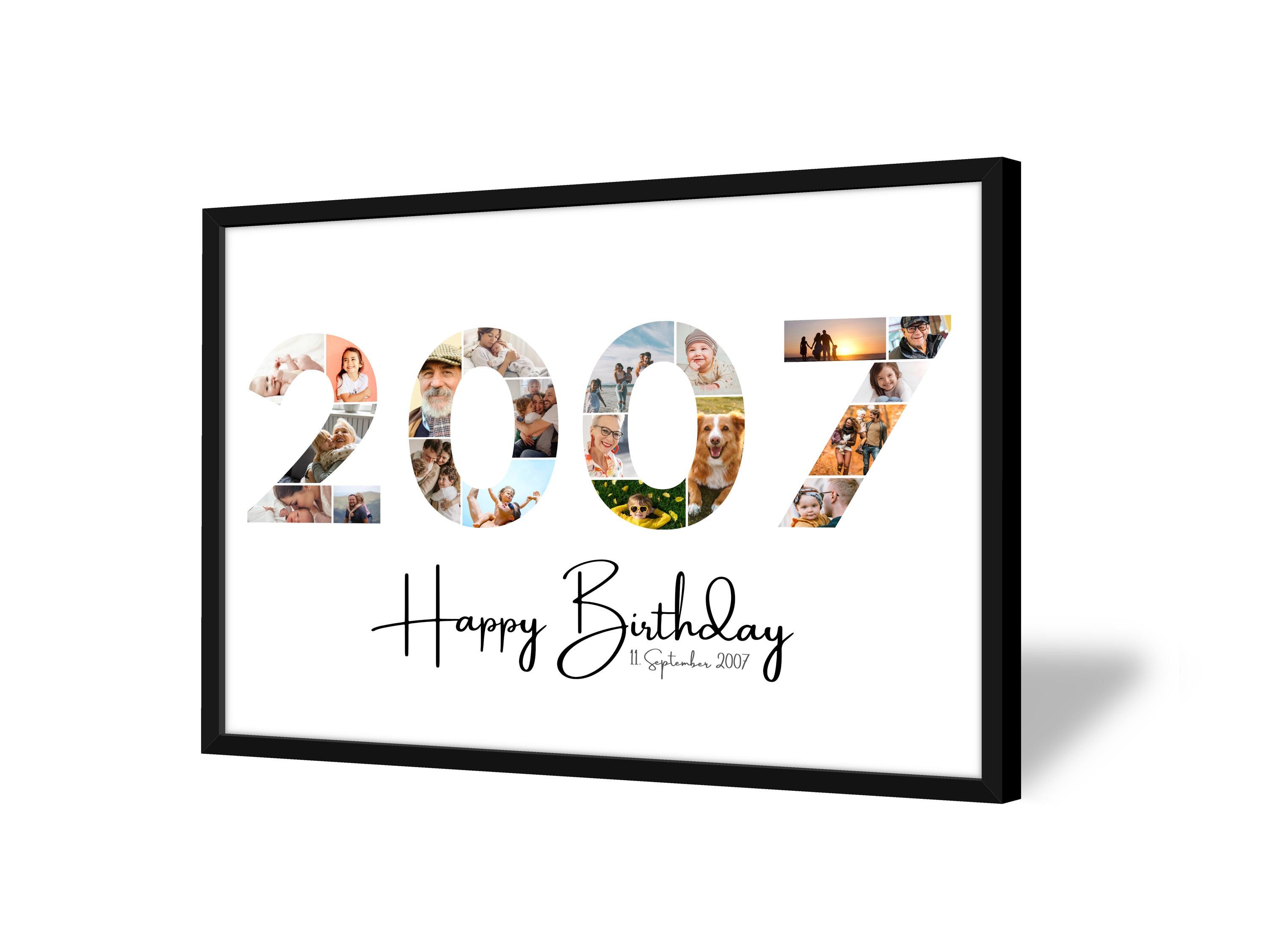 18th Birthday Photo Collage | 2007 | 18th Birthday Gift | 20 Pictures | Photo Gift | Birthday Number 18 Printable | Editable 18th Birthday