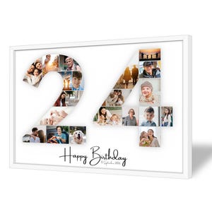 Collage pour 24e Anniversaire | A4, A3, A2 | Personnalisé | 20 Photos | Cadeau Photo | Cadeau de Dernière Minute à Imprimer | PDF