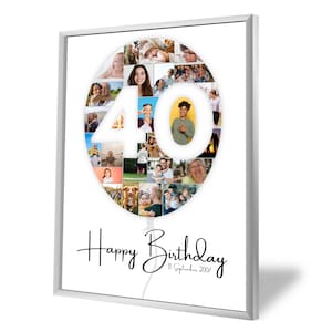 Collage zum 40 Geburtstag | Luftballon |  A4, A3, A2 | Personalisiert | 25 Bilder | Fotogeschenk | Last-Minute Geschenk | PDF
