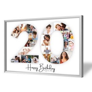 Collage pour 20e Anniversaire | A4, A3, A2 | Personnalisé | 20 Photos | Cadeau Photo | Cadeau de Dernière Minute à Imprimer | PDF