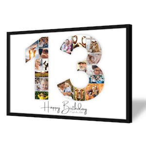 13th Birthday Photo Collage | 13th Birthday Gift | 20 Pictures | Photo Gift | Birthday Number 13 Printable | Editable 13th Birthday