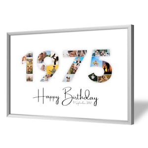 Collage pour 50e Anniversaire | 1975 | A4, A3, A2 | Personnalisé | 20 Photos | Cadeau Photo | Cadeau de Dernière Minute à Imprimer | PDF
