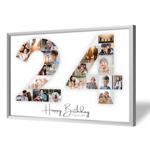 Collage pour 24e Anniversaire | A4, A3, A2 | Personnalisé | 20 Photos | Cadeau Photo | Cadeau de Dernière Minute à Imprimer | PDF