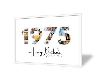 50th Birthday Photo Collage | 1975 | 50th Birthday Gift | 20 Pictures | Photo Gift | Birthday Number 50 Printable | Editable 50th Birthday