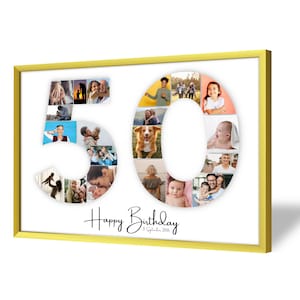 50th Birthday Photo Collage | 50th Birthday Gift | 20 Pictures | Photo Gift | Birthday Number 50 Printable | Editable 50th Birthday