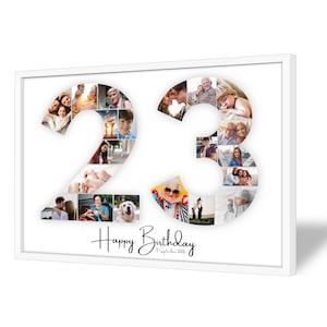 Collage pour 23e Anniversaire | A4, A3, A2 | Personnalisé | 20 Photos | Cadeau Photo | Cadeau de Dernière Minute à Imprimer | PDF