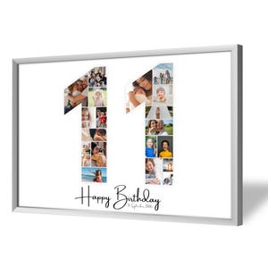 Collage voor 11e Verjaardag | A4, A3, A2 | Gepersonaliseerd | 20 Foto's | Fotogeschenk | Last-Minute Cadeau om Zelf te Printen | PDF