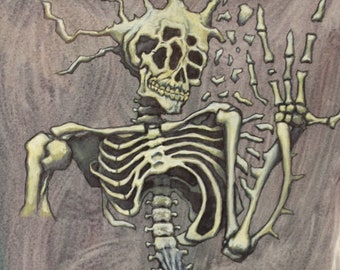 Skeleton Ghost, Original Art Horror Art Scary Art Wall Art