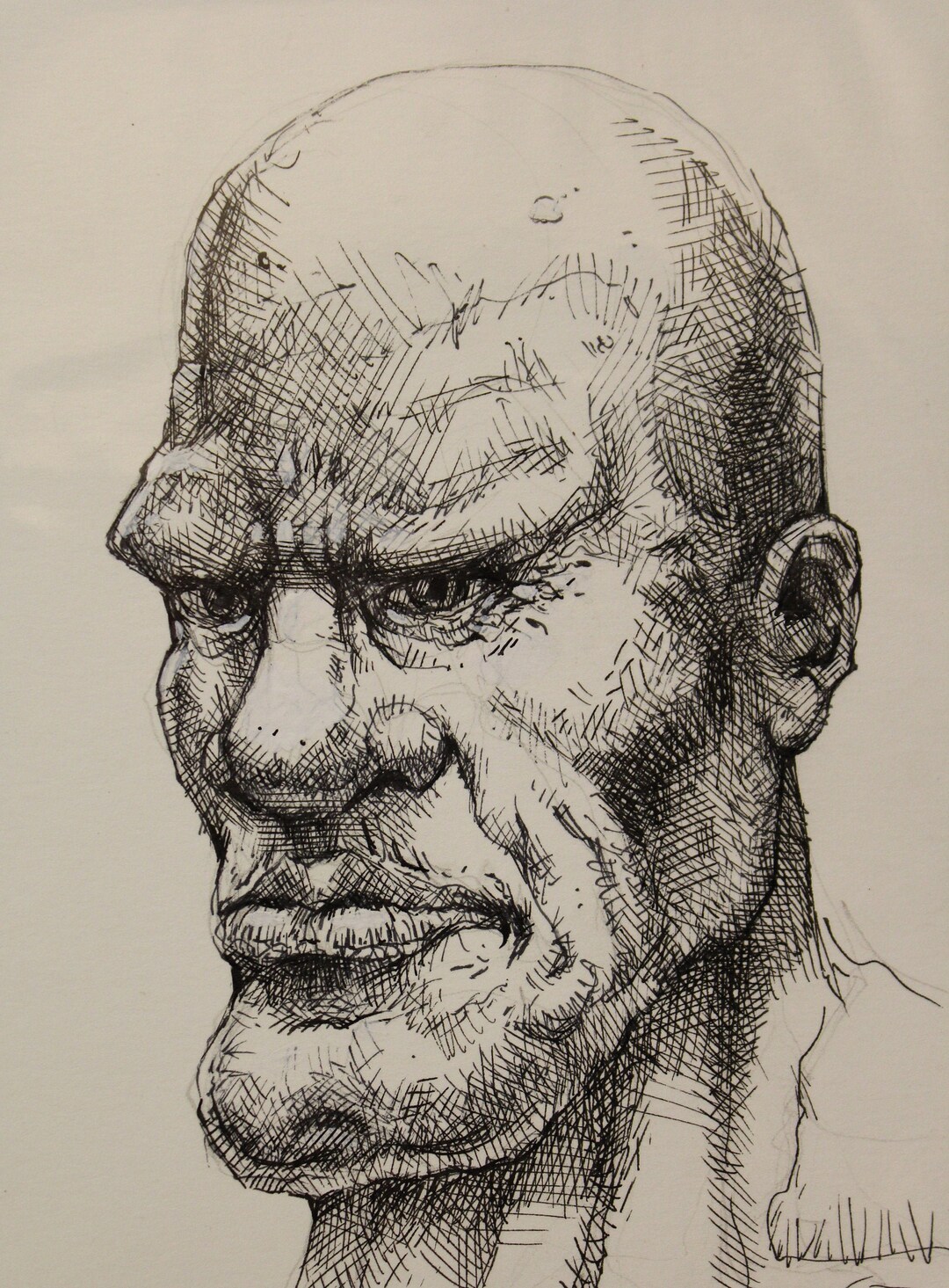 Head Study, Pen and Ink Character Drawing - Etsy