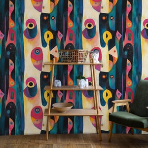 Abstract Multicolor Wallpaper: Artistic Peel and Stick Wall Mural