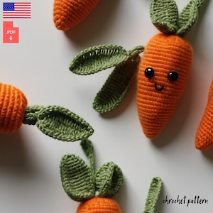 Schema di carota amigurumi all&#39;uncinetto - Download digitale facile per principianti - Tutorial di un grazioso giocattolo fatto a mano - Perfetto per creare e regalare