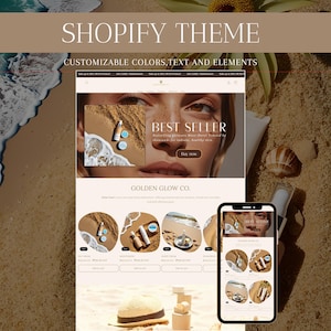 Shopify Theme Beauty, Minimal Shopify Template, Skincare Shopify Template, Luxury Theme, Boutique Feminine Aesthetic Shopify Template