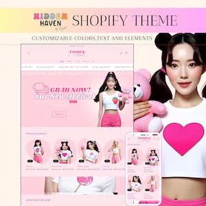 Shopify Theme, Website Template for Boutique, Shopify Template, Pink Shopify Template, Minimal & Cute Design, Boutique Fashion Theme
