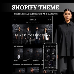 Black Shopify Theme Clothing, Shopify Website for Boutique, Shopify Templates, Website Design, Shopify Theme, Dark Clothing website template