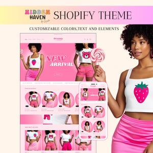 Pink Boutique Shopify Theme Template, Feminine style Shopify Website Template, Minimal & Cute Shopify design , Pink Fashion Shopify template
