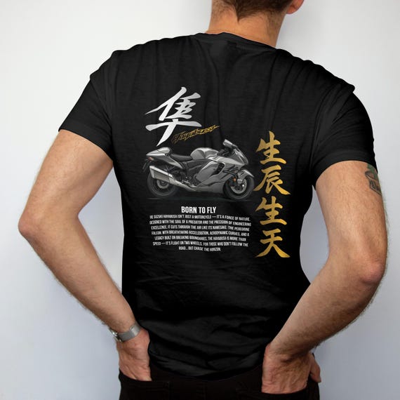 Suzuki Hayabusa Biker T-shirt, Graphic Back Print, Motorcycle Fan