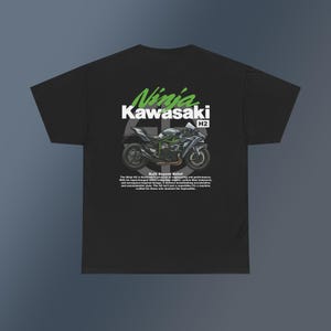 Kawasaki Ninja H2 T-shirt with Back Print, Motorcycle Graphic Tee for Riders, Perfect Gift for Bike Enthusiasts image 6