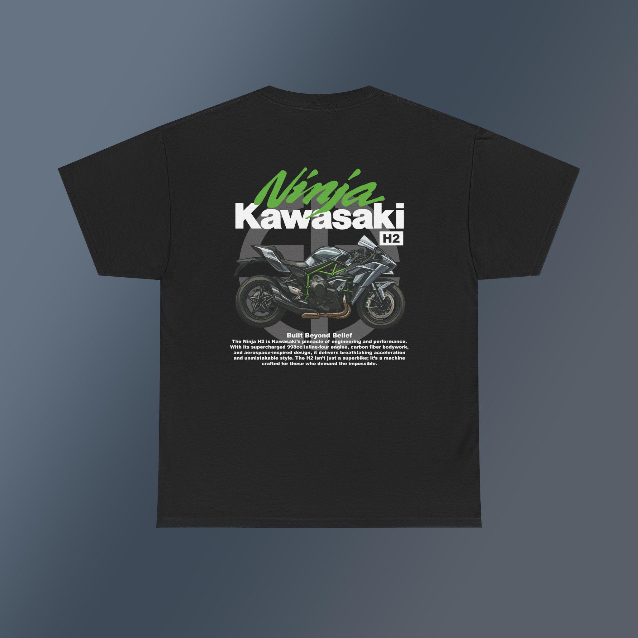 Kawasaki Ninja H2 T-shirt With Back Print, Motorcycle Graphic Tee