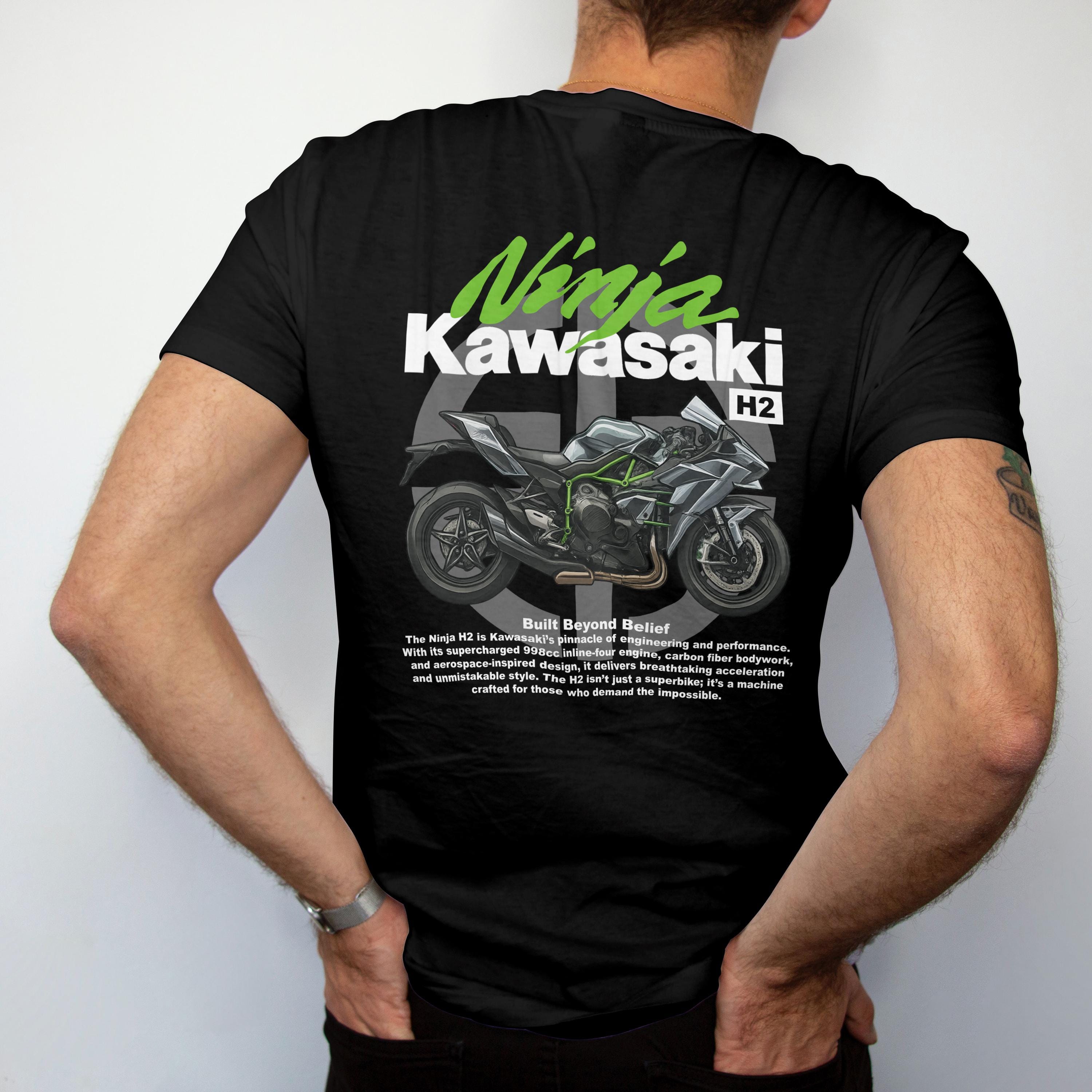 Kawasaki Ninja H2 T-shirt With Back Print, Motorcycle Graphic Tee