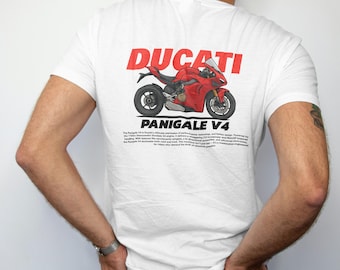 Ducati Panigale V4 T-Shirt, Back Print Motorcycle Graphic Tee