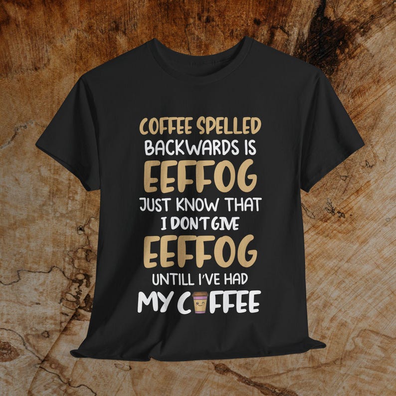 Eeffoc Coffee Spelled Backwards Unisex Tee, Funny Coffee Shirt image 1