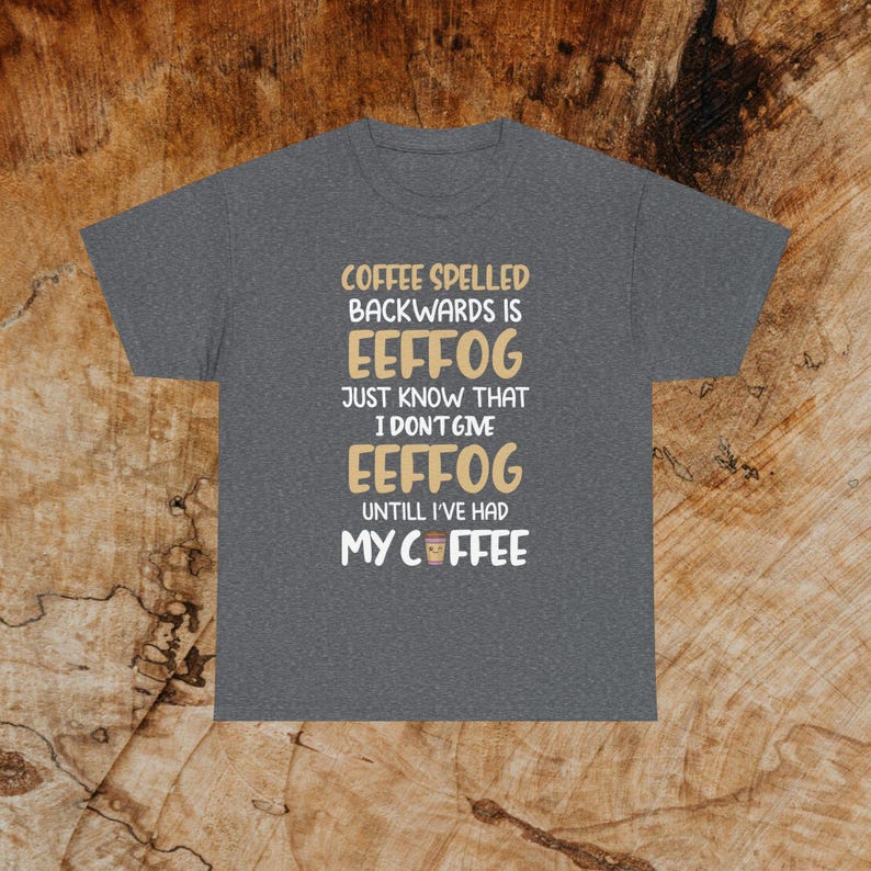 Eeffoc Coffee Spelled Backwards Unisex Tee, Funny Coffee Shirt image 5
