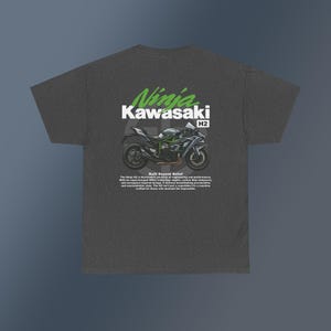 Kawasaki Ninja H2 T-shirt with Back Print, Motorcycle Graphic Tee for Riders, Perfect Gift for Bike Enthusiasts image 4