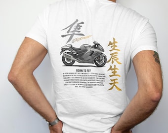 Suzuki Hayabusa Biker T-shirt, Graphic Back Print, Motorcycle Fan Gift