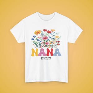 Grandma Est 2024 Saying Tshirt, NANA Established 2024 Tee, Family Reunion Gift, Grandma Birthday Present, Grandparent Announcement Shirt
