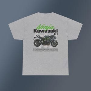 Kawasaki Ninja H2 T-shirt with Back Print, Motorcycle Graphic Tee for Riders, Perfect Gift for Bike Enthusiasts image 7