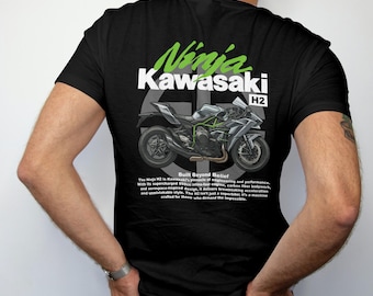 Kawasaki Ninja H2 T-shirt With Back Print, Motorcycle Graphic Tee