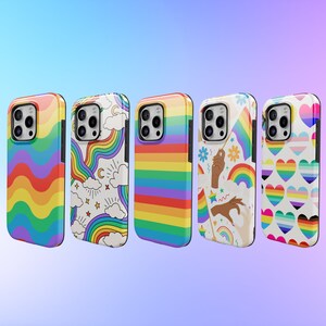 Funda para teléfono LGBTQ con diseño de arcoíris resistente para iPhone 16Plus, 15, 14, 13, 12, Google Pixel 9Pro XL, 8A, 7A, 6A, Samsung S25, S24 FE, S23