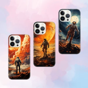 Space Phone Case Planet, Astronaut Cover for iPhone 16 Pro, 15, 14, 13, 12, 11, Google Pixel 9, 8, 7A, 6A, Samsung Galaxy S24 Ultra, S23fe