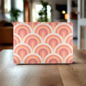 Retro MacBook-hoes laptopskin, roze hoes uit het midden van de eeuw voor MacBook Pro 16, 15, Air 13 14 beschermend cadeau, harde computer, glanzende afwerking
