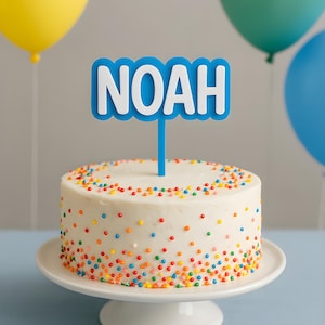 Bunter Caketopper mit Name, zweifarbig, individuelle Tortendeko aus dem 3D Drucker, wiederverwendbar, nachhaltig & einzigartig