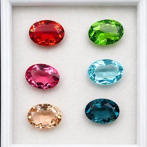 Facetterad oval slipad lös ädelsten 10 x 14 mm flerfärgad