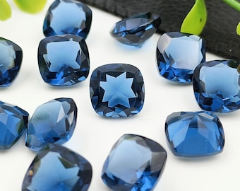 10mm Cushion Cut Blue Benitoite Loose Gemstone | Faceted Cushion Stone for Jewelry Making”