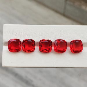 Ruby Cushion Gemstones, 10mm-14mm Calibrated Red Loose Stones, Wholesale Jewelry Maker Supply