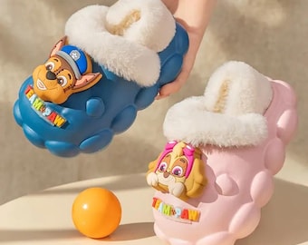 Pluche kinderpantoffels, gezellig stripfiguurontwerp, waterdichte binnenzool