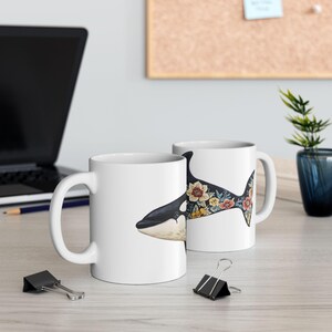 Kubek ceramiczny Orca, filiżanka do kawy, prezent dla miłośników oceanu, kubek do herbaty z podwodnym stworzeniem, wyjątkowy wystrój kuchni w stylu marynistycznym, życie morskie, miłośnik kwiatów, meksykański