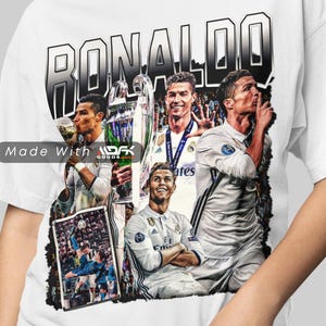 Camiseta gráfica retro vintage de Cristiano Ronaldo de los años 90, del Real Madrid, Portugal, regalo para fans de Ronaldo (MDFK85)