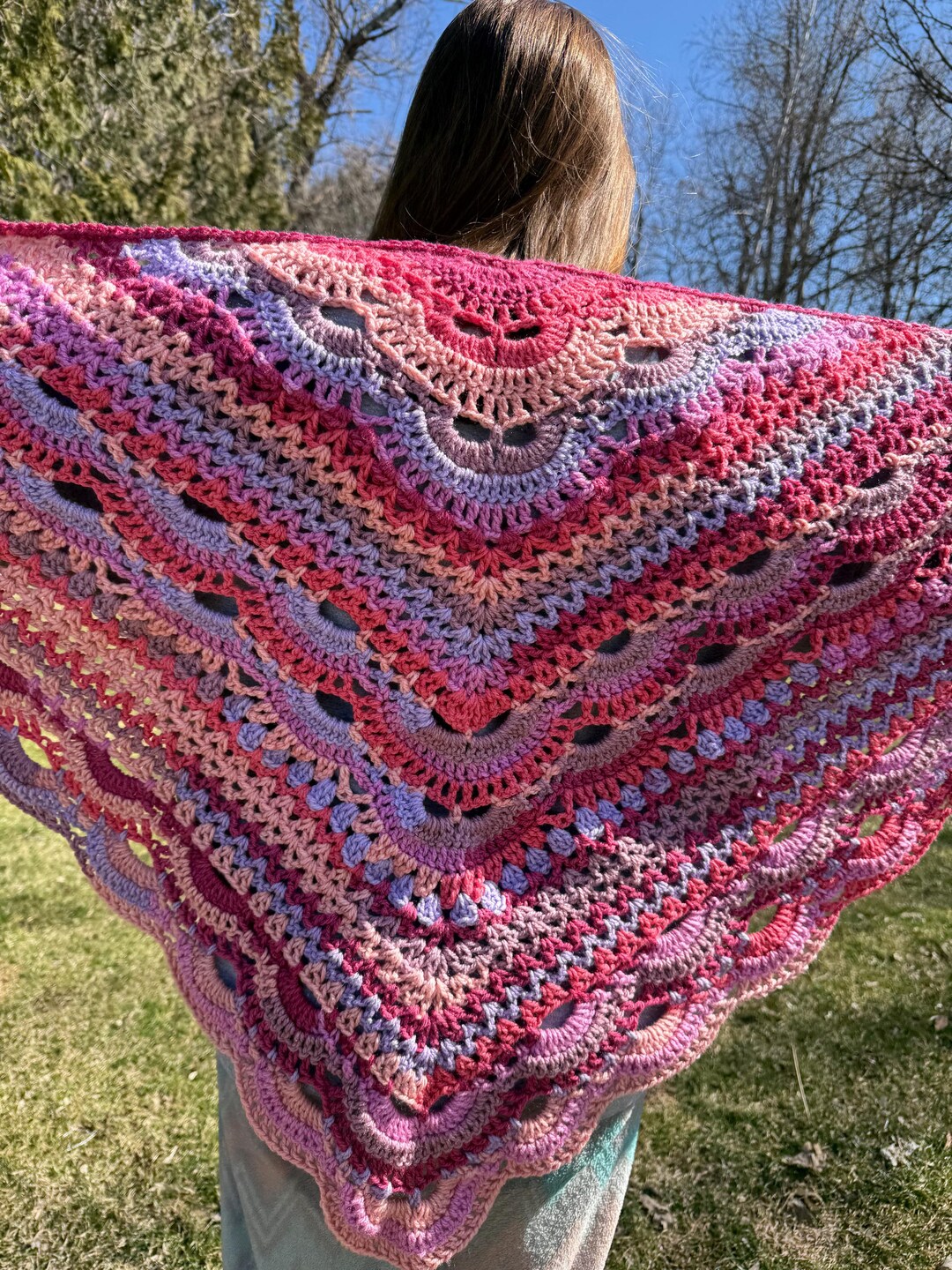 MADISON CROCHET SHAWL - PINK