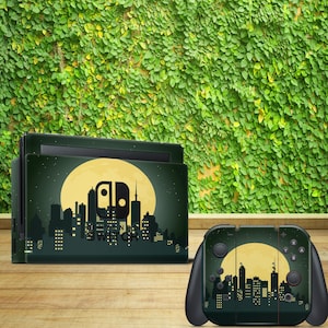 City and Sun Nintendo Switch Skin – vinylsticker met volledige dekking voor stedelijke stijl en artistieke bescherming | Handgemaakte console-wrap met Sunset Vibes
