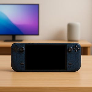 Steam Deck OLED Vinyl Skin – Blue Cracked Abstract Design – 3M Protective Console Wrap – Custom Gaming Decal for Steam Deck