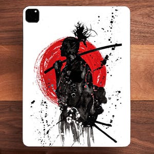 White Samurai On Red Ipad Skin Full Cover Vinyl Decal For Ipad Durable Stylish And Easy To Apply Protect And Personalize Your Device