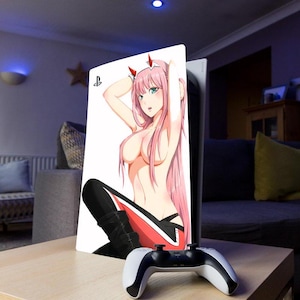 PS5 Skin Console Accessories Anime Girl PS5 Vinyl Skin Durable Playstation5 Decal Gift for Otaku White PS Wrap Custom Setup for Gaming
